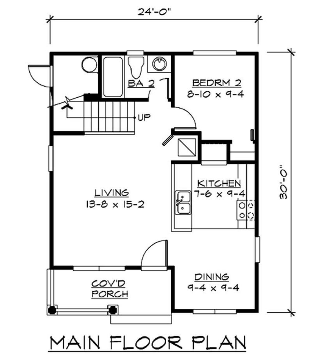Floor Plan First Story of Bungalow Plan #115-1370